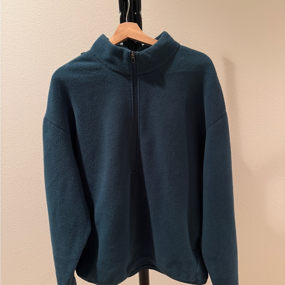 Lululemon quarter zip fleece sweater. Size: Large. Dark Turquoise color